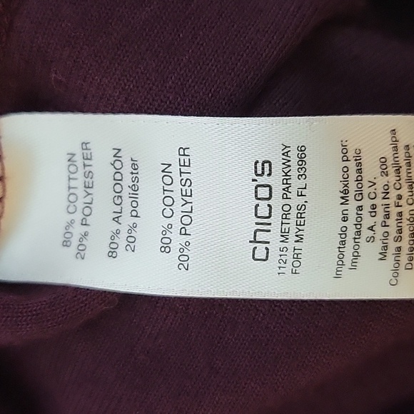 Chico's Zenergy Plum Velour Slim Pull-on Pants Size Small - Picture 6 of 7